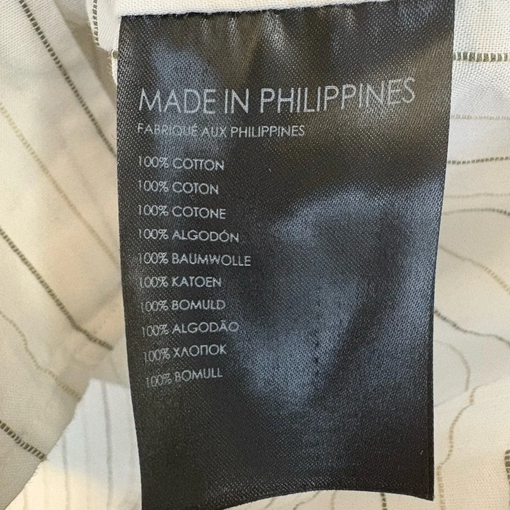 Classic White Striped Button Down Large Club Monaco - Picture 9 of 9